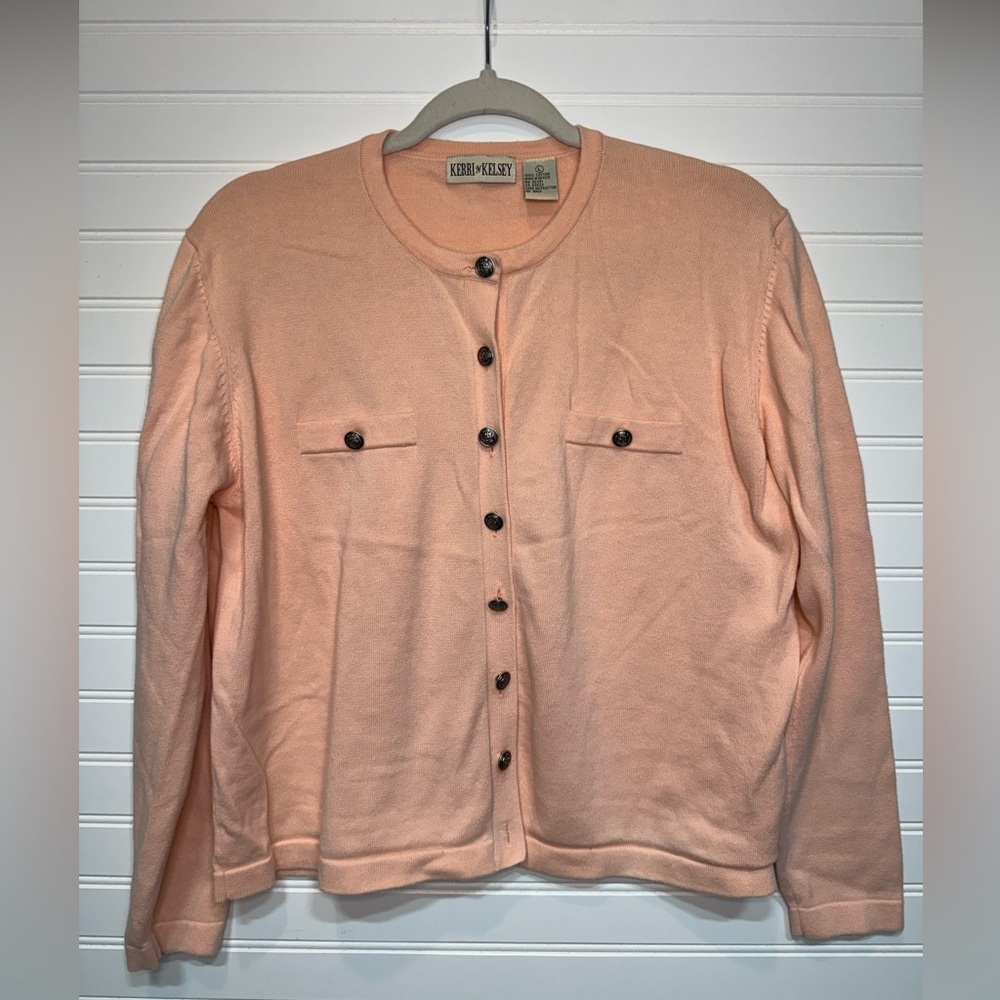 Kerri & Kelsey  Peach Crewneck Button-Front Cardigan Jacket